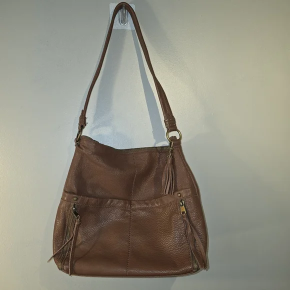 The Sak Collective Brown Leather Hobo Bucket Bag Purse - Picture 1 of 11
